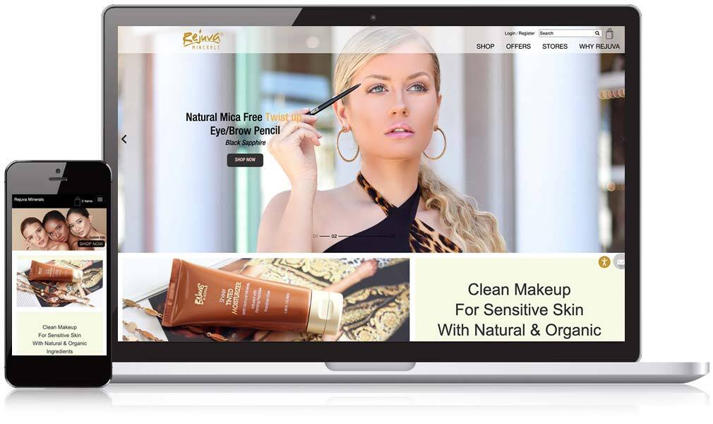 Rejuva Minerals home page on desktop and phone